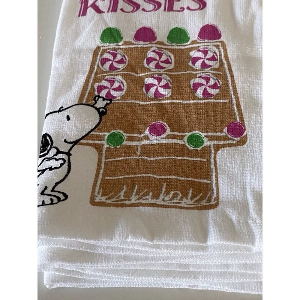 2 Pack Peanuts Snoopy Gingerbread DogHouse Christmas Kitchen Towels 16 X 28
